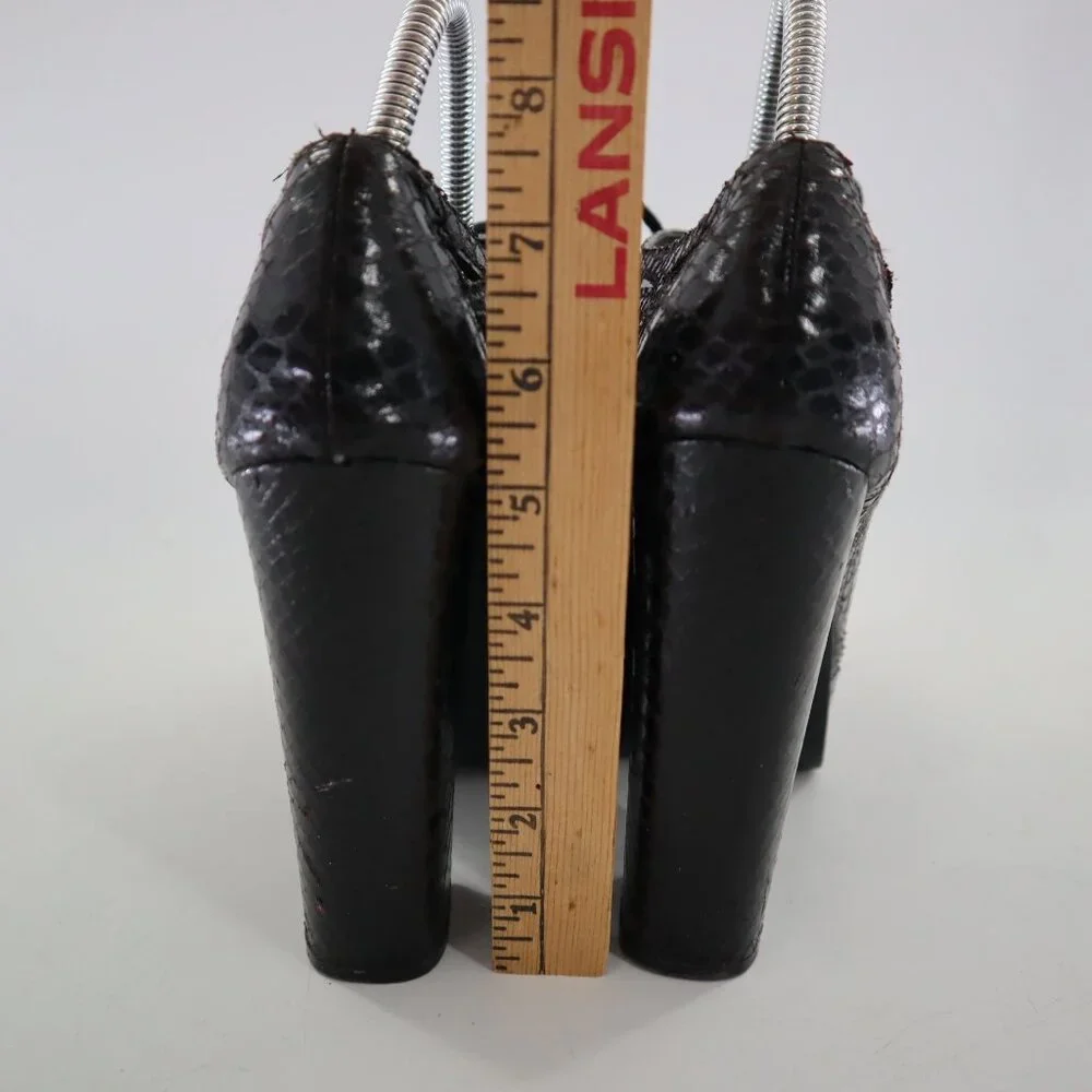Mia Gilly Platform Heels Womens 8M Black Y2K Strappy Snakeskin Edgy Clubbing 90s